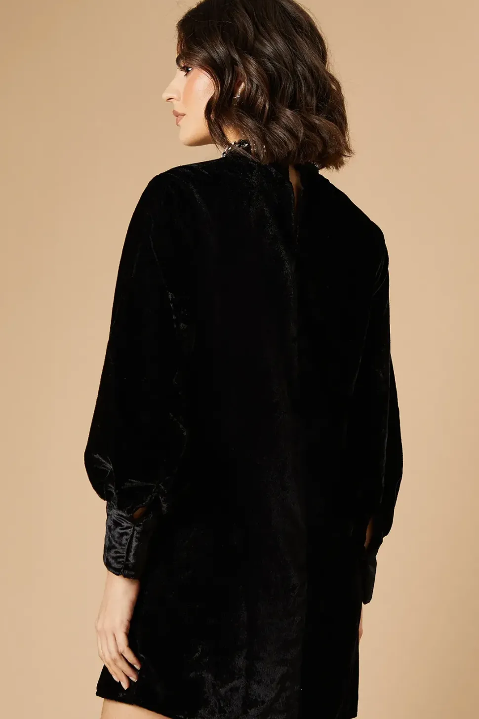 Occasion Velvet Embellished Dobby Swing Dress