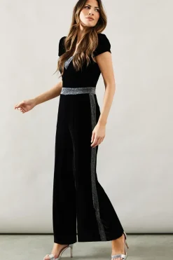 Occasion Velvet Glitter Stripe Jumpsuit