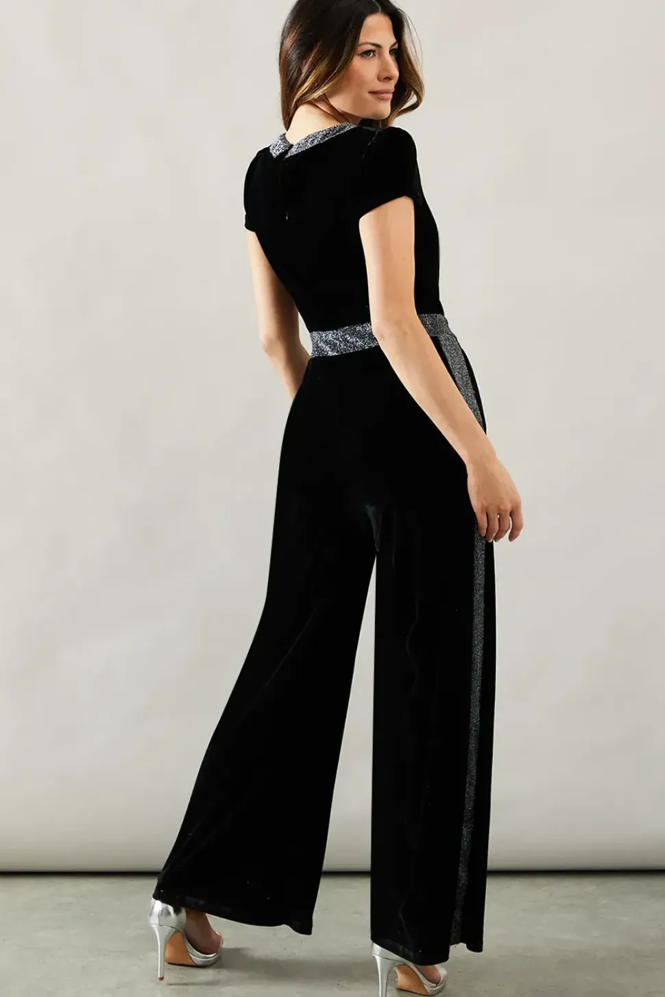 Occasion Velvet Glitter Stripe Jumpsuit