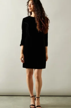 Occasion Velvet Lace Trim Shift Dress