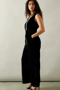 Occasion Velvet Pearl Embellished Jumpsuit