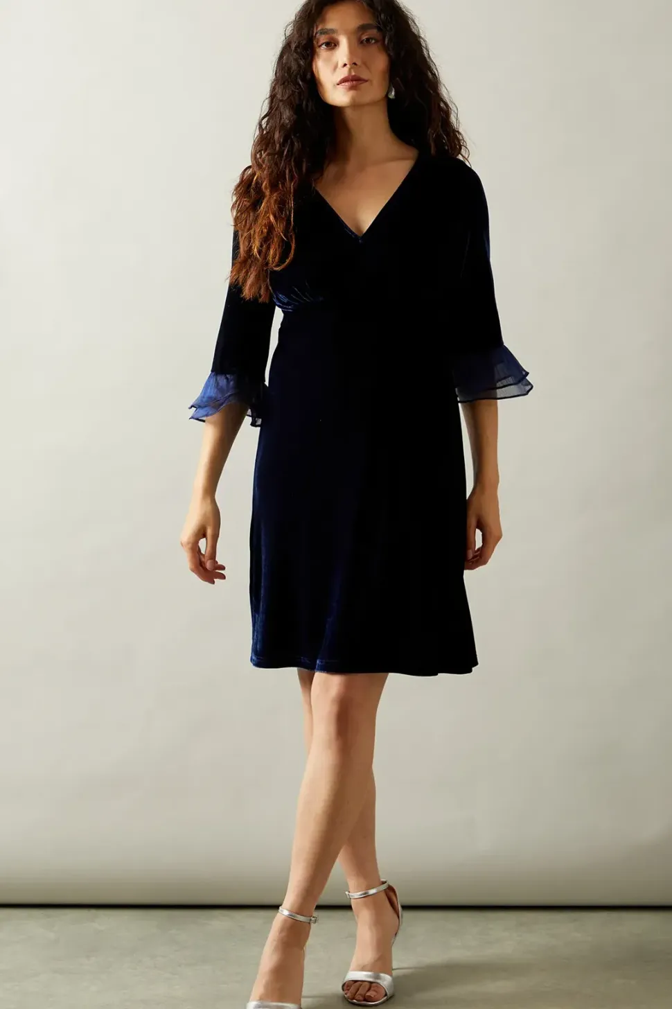 Occasion Velvet Pleated Cuff Mini Dress