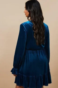 Occasion Velvet Ruffle Hem Mini Dress