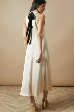 Occasion Velvet Tie Halterneck Midaxi Dress
