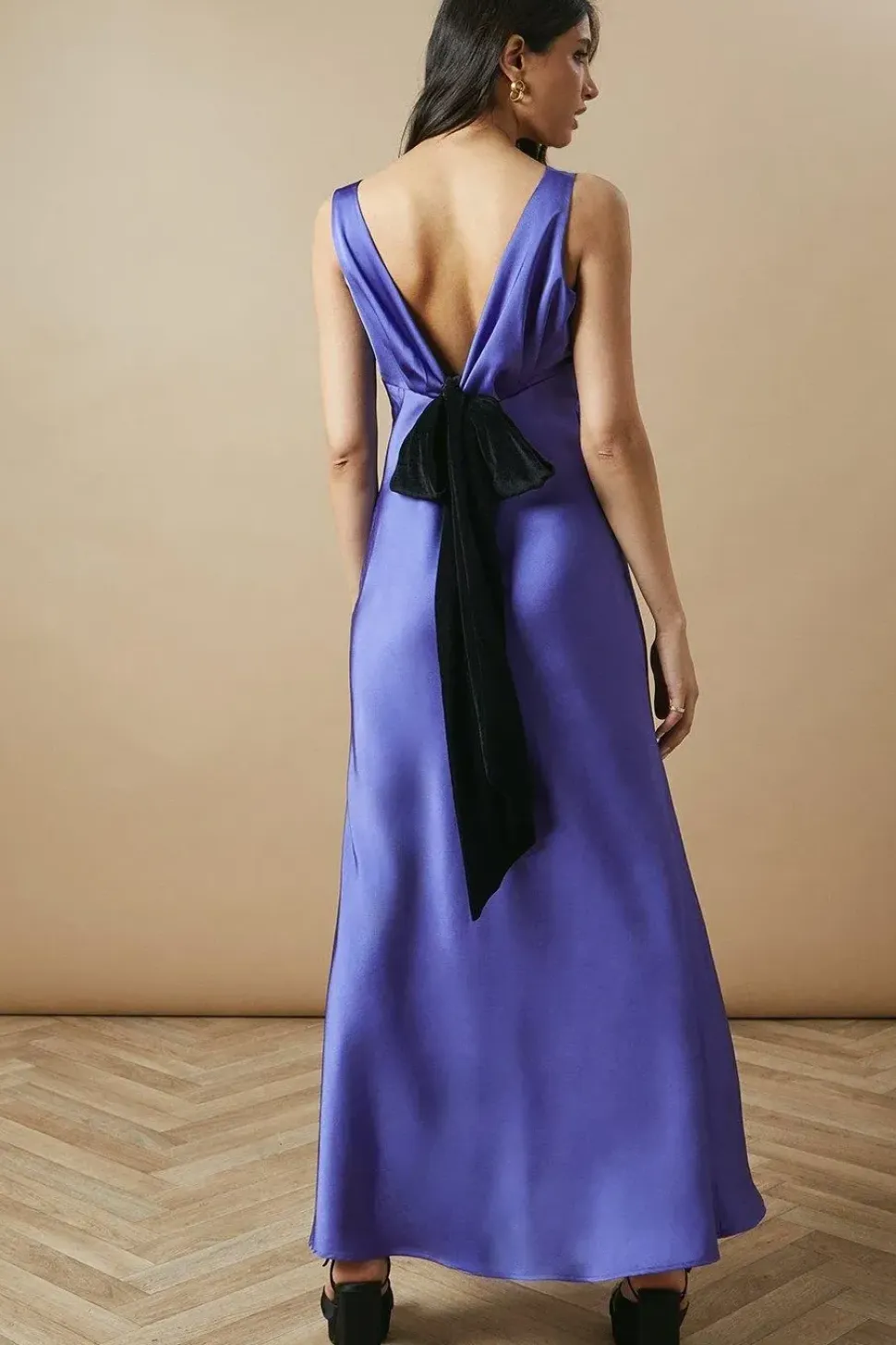 Occasion Velvet Tie Satin Maxi Dress