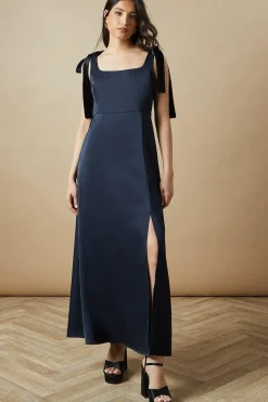 Occasion Velvet Tie Shoulder Maxi Dress