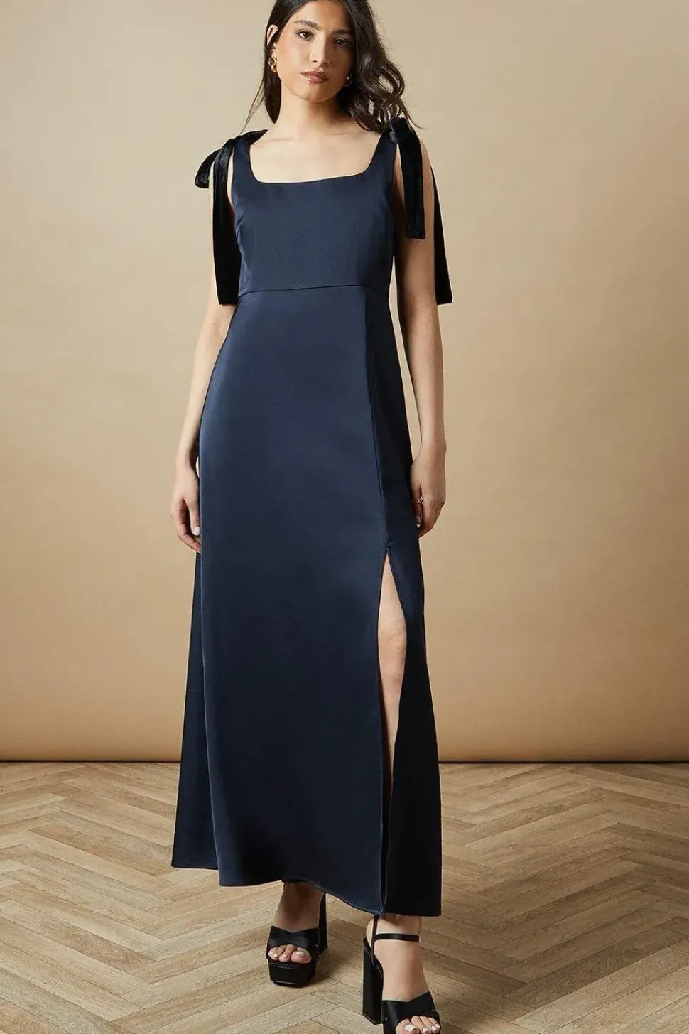 Occasion Velvet Tie Shoulder Maxi Dress