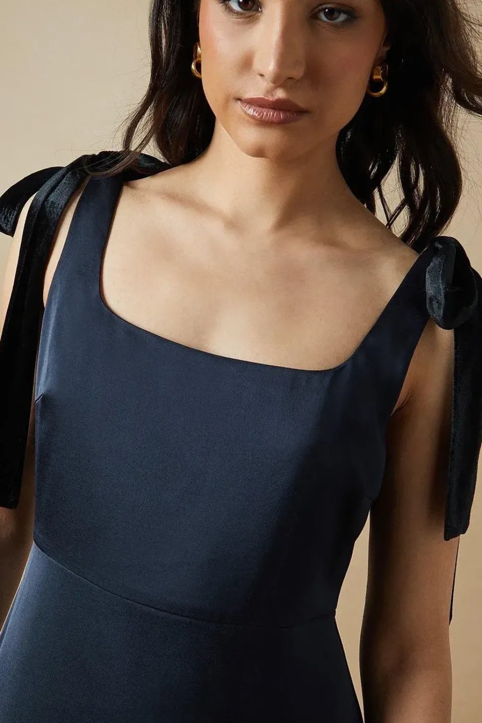 Occasion Velvet Tie Shoulder Maxi Dress
