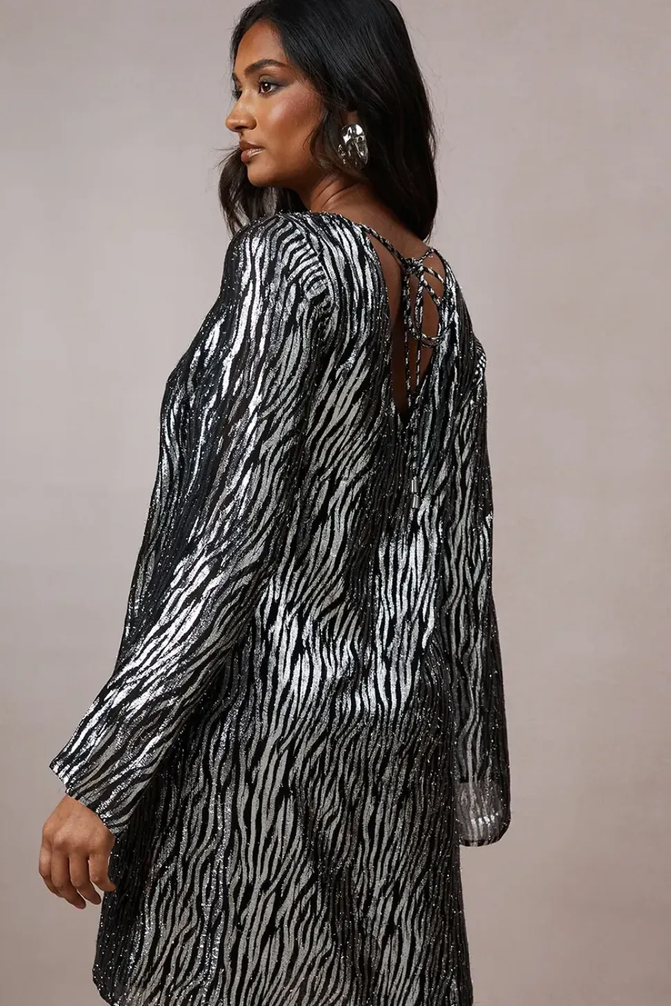 Occasion Zebra Metallic Mini Dress