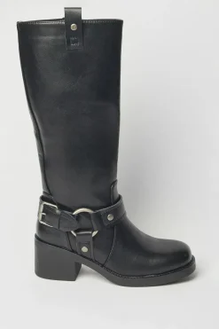Ocean Harness Detail Chunky Biker High Leg Boot