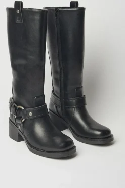 Ocean Harness Detail Chunky Biker High Leg Boot
