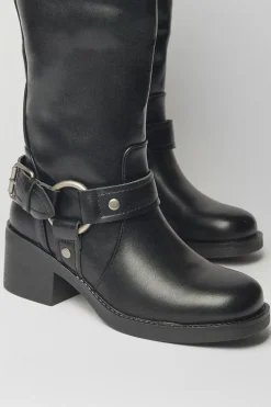 Ocean Harness Detail Chunky Biker High Leg Boot