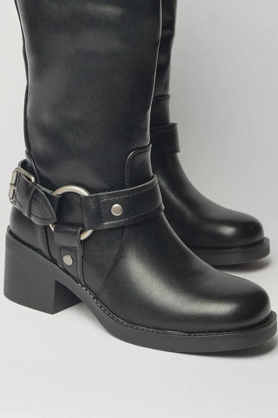 Ocean Harness Detail Chunky Biker High Leg Boot