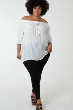 Off Shoulder Tie Front Top