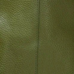 Olive Green Drawcord Leather Hobo Shoulder Bag