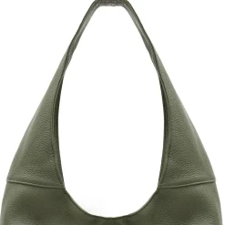 Olive Green Soft Pebbled Leather Hobo Bag | BIARD