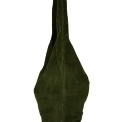 Olive Soft Suede Leather Hobo Shoulder Bag | BIAIX