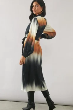 Ombre Contrast Placket Shirt Dress