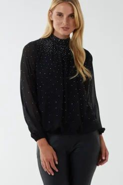 Ombre Diamante Puffball Top