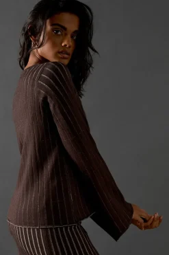 Ombre Ribbed Flare Sleeve Knitted Top Co Ord