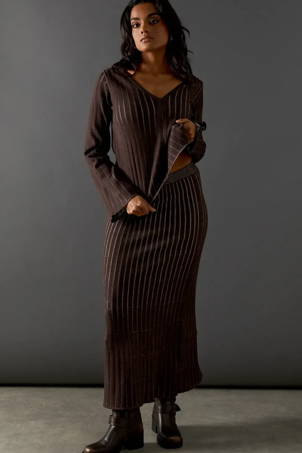 Ombre Ribbed Midaxi Skirt Co Ord