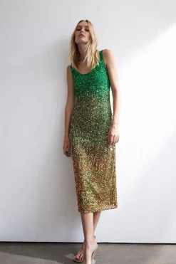 Ombre Sequin Midi Dress
