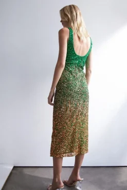 Ombre Sequin Midi Dress