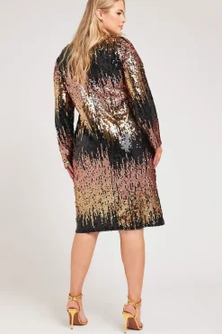 Ombre Sequin Shift Dress