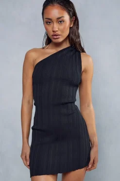 One Shoulder Premium Knit Mini Dress