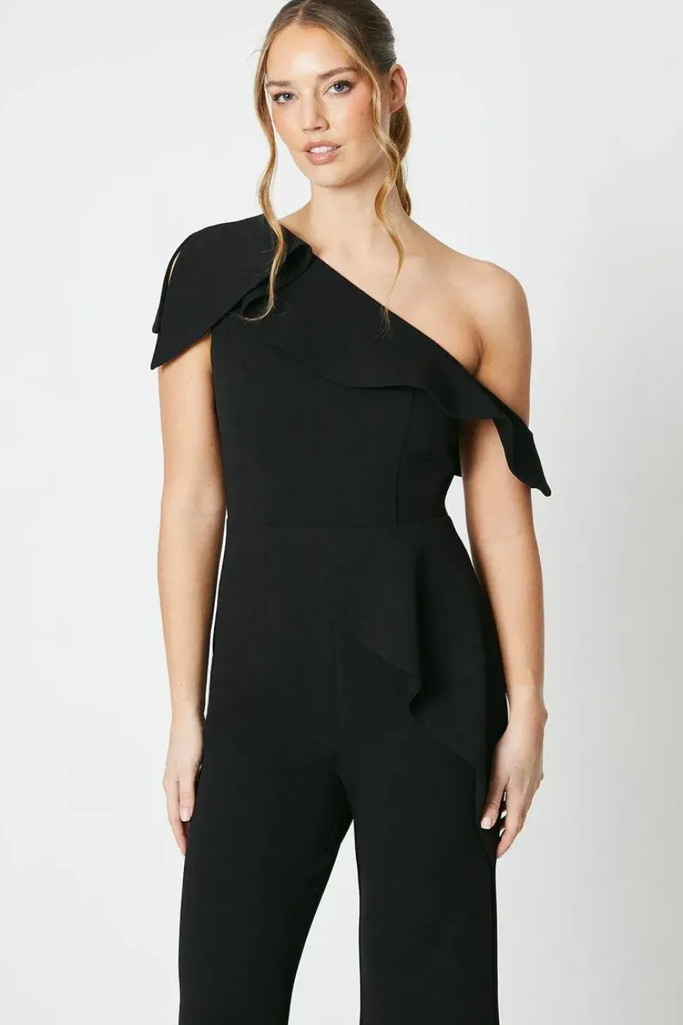 One Shoulder Ruffle Jumpsuit