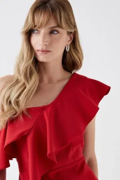 One Shoulder Ruffle Pencil Dress