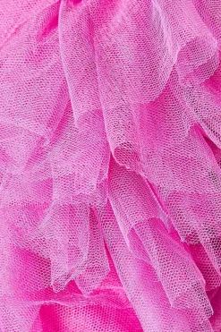 One Shoulder Ruffle Tulle Maxi Dress