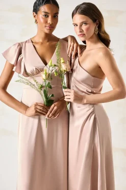One Shoulder Satin Bridesmaids Dress