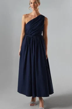 One Shoulder Taffetta Bridesmaid Maxi Dress