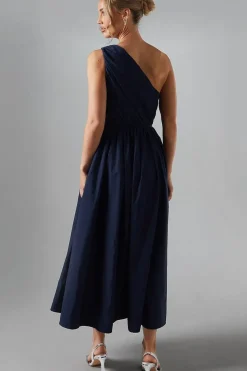 One Shoulder Taffetta Bridesmaid Maxi Dress