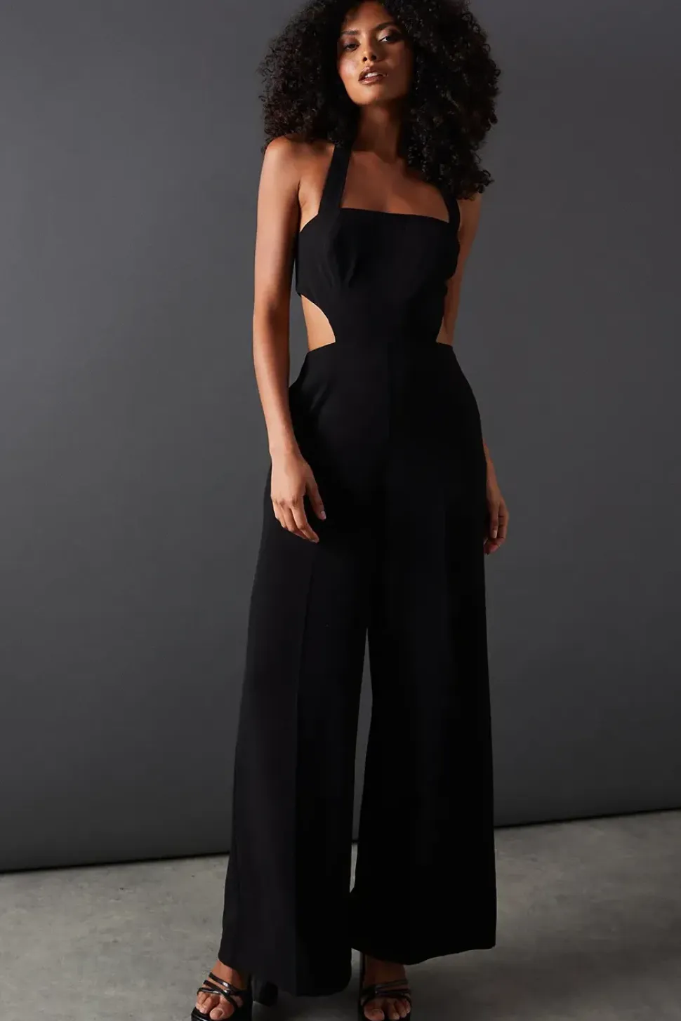 Open Back Halter Neck Wide Leg Jumpsuit