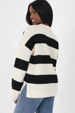 Open Collar Fisherman Knit Jumper