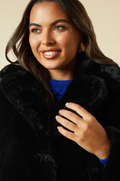 Open Collar Midi Fur Coat