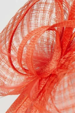 Open Weave Bow And Feather Fascinator