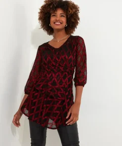 Open Weave Mock Wrap Tunic and Cami