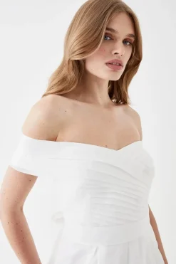 Organza Bardot Full Skirted Maxi Dress
