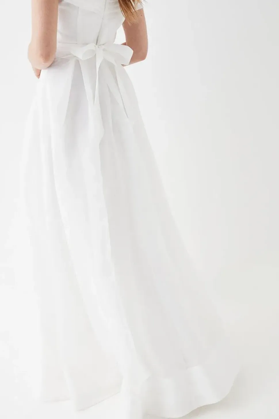 Organza Bardot Full Skirted Maxi Dress