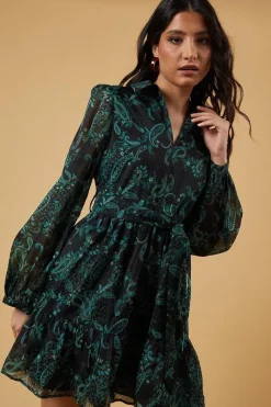 Organza Collared Mini Dress