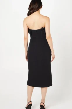 Organza Flower Bardot Midi Wedding Guest Dress