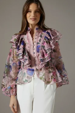 Organza Frill Trim Blouse