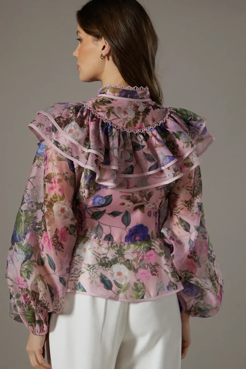 Organza Frill Trim Blouse