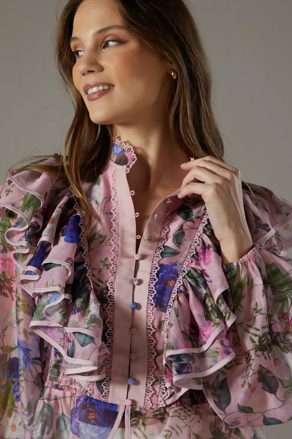 Organza Frill Trim Blouse
