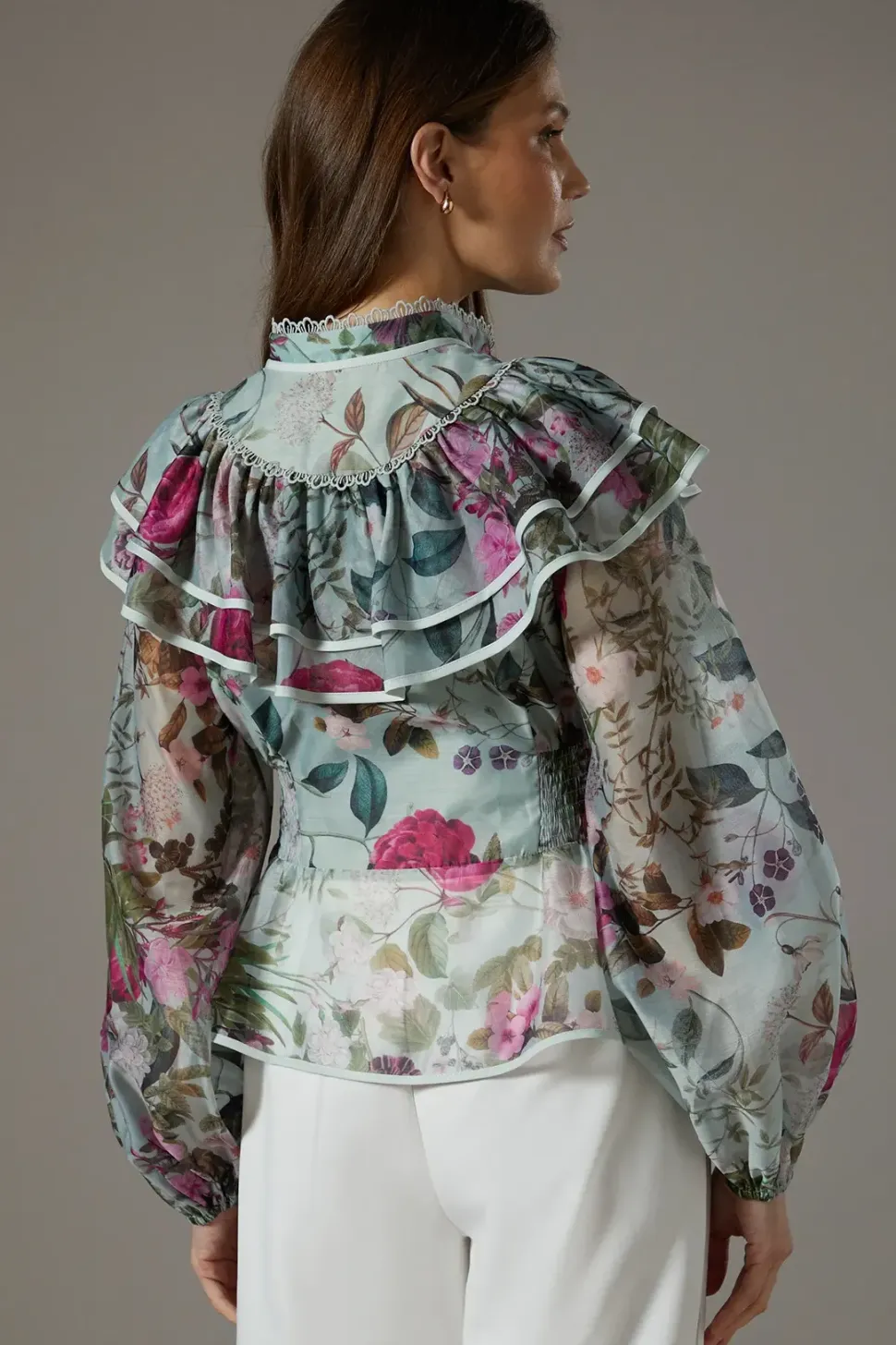 Organza Frill Trim Blouse