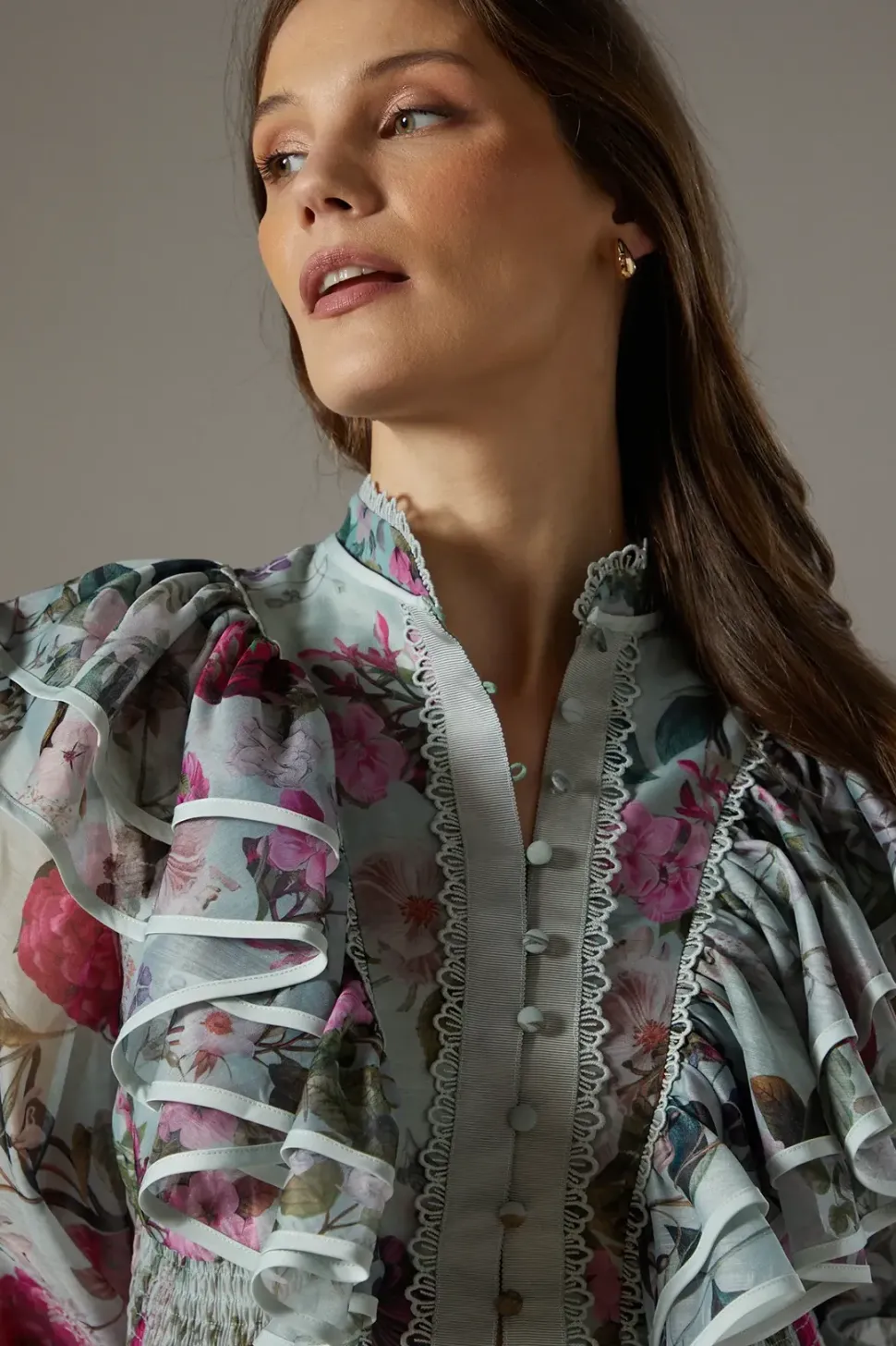 Organza Frill Trim Blouse