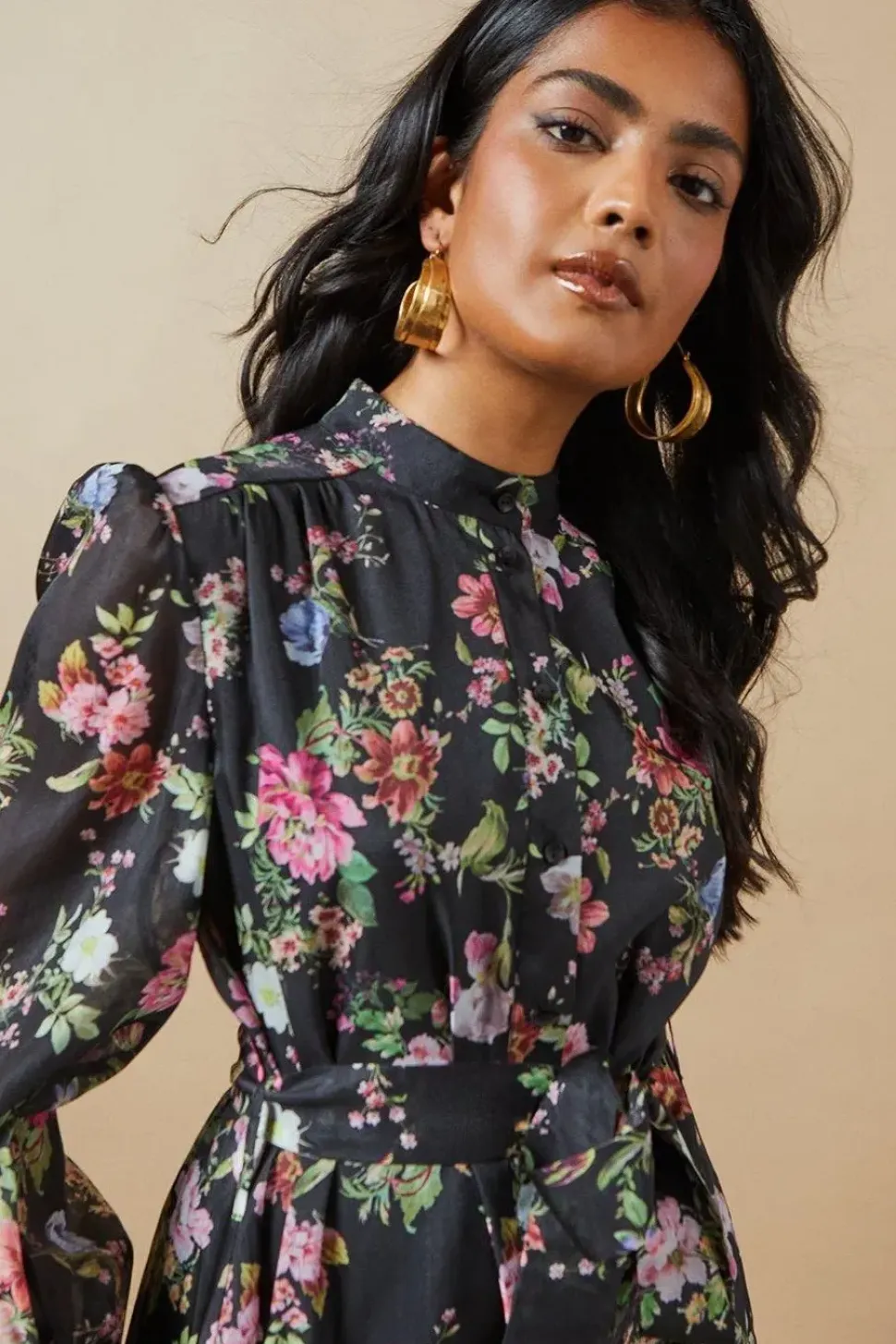 Organza Midi Shirt Dress